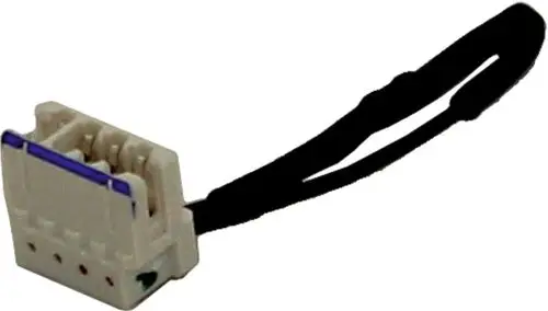 Weißer Widerstandstecker mit vier Anschlüssen und schwarzem Kabel zur Regelung, geeignet für Wolf Produkte.